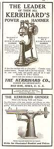 1907 KERRIHARD BLACKSMITH POWER TRIP HAMMER & GRINDER TOOL AD RED OAK 