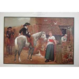 1888 Colour Print BailiffS Daughter Horse Men Romance 