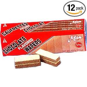 Man Chocolate Flavored Wafer, 17.5 Ounce Packages (Pack of 12)  