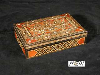 Syrian Walnut Mosaic Jewelry Box Mother of Pearl Inlay  