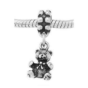    Sterling Silver Cuddly Teddy Bear Dangle Bead Charm: Jewelry
