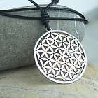 Flower of life steel pendant leather cord surfer choker necklace