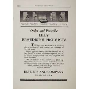  1929 Ad Eli Lilly Ephedrine Products Asthma Allergies 