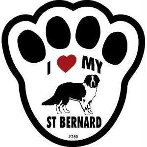  I Love My St. Bernard Pawprint Window Decal w/Suction Cup 