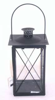   Antique Style Iron & Glass Pillar Candle Lantern 16 Tall  