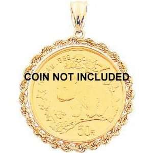    14K Gold Bezel Pendant for 1/2oz Chinese Panda Coin New: Jewelry
