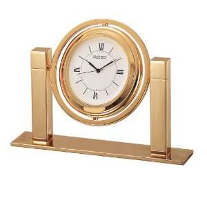  Seiko Round with Gold Border Desk and Table Clock