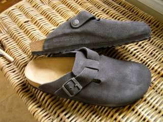 BIRKENSTOCK BOSTON Clogs Suede Leather Gray Size Choice  