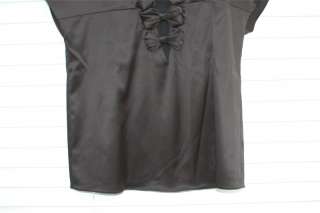   Silk Satin Charmeuse Triple Bow Shirt Top Evening Blouse 40 NR  