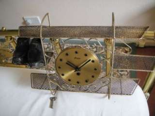 FINE QUALITY LARGE BRASS WALL CLOCK WITH SHELVES RARE  