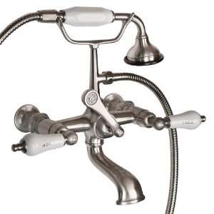 Wall Mount Faucet with English Telephone Shower   Porcelain Lever 