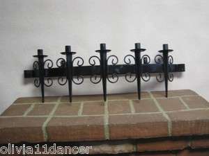 Gothic Spanish mediterranean medieval metal iron black candelabra wall 