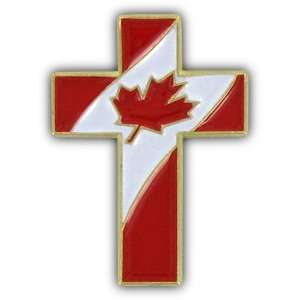  Christian Cross Special Design Pin with Canada Flag