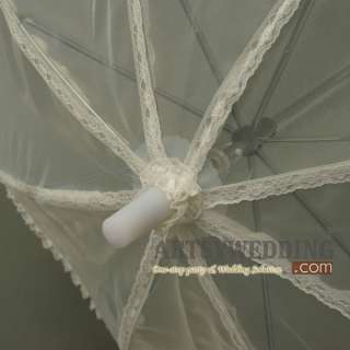  Ivory Satin Lace Palace Pearl Bead Outdoor Beach Wedding Parasol 