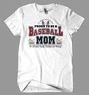 New PROUD TO BE A BASEBALL MOM Custom Graphic T Shirt FREE SHIPPING