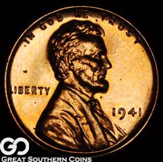 1941 Lincoln Cent Penny PROOF GEM PF ** RED  