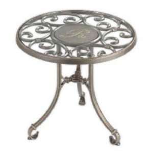  Monogrammed Latene Side Table (French Bronze) (21H x 22W 