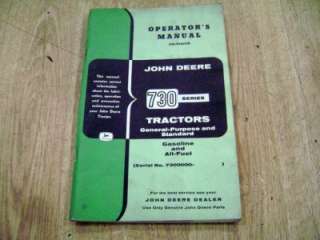 John Deere 730 Gasoline Operators Manual ORIGINAL  