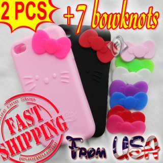 Hello Kitty Bowknot Silicone Case Skin for iPhone 4 4G  
