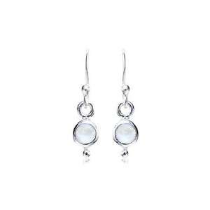   Moonstone and Sterling Silver, Small Round Earrings: Jewelry