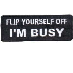   YOURSELF OFF IM BUSY Fun Biker Funny Vest Patch 