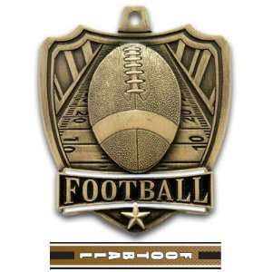 Hasty Awards 2.5 Shield Custom Football Medals GOLD MEDAL/TURBO RIBBON 