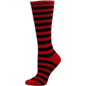 NCAA Wisconsin Badgers Womens Striped Tall Socks   Cardinal Black