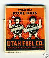 1940s Pull Quick Match Book Koal Kids Utah Fuel Co  