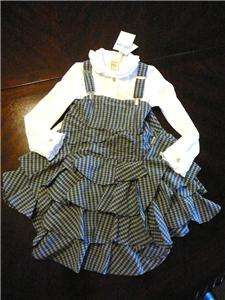 NWT JOTTUM 2pc Soetki Check Suspender Jumper Dress Nazlien Blouse Set 