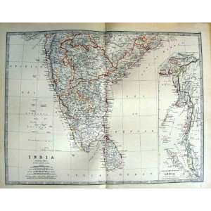  JOHNSTON ANTIQUE MAP 1888 INDIA CEYLON AMDAMAN ISLANDS 