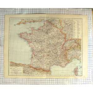    ANTIQUE MAP c1900 FRANCE CORSICA PARIS MARSEILLES: Home & Kitchen