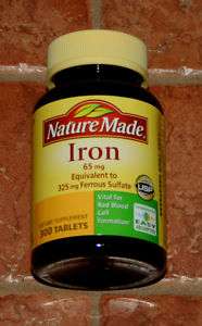Nature Made Iron 65 mg   300 Tablets Dietary Supplement  