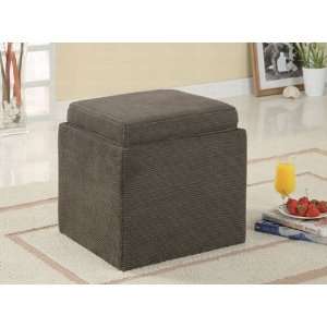  Storage Ottoman with Flip Top Tray in Gray Fabric