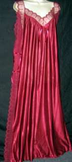 Burgundy Toga Style Long Nightgown Lace 1 X 2X 3X Free Ship  