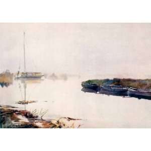  1906 Print Frank Southgate Autumn Sail Boat River Lake Stream Marsh 