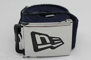 New Era Authentic Two Way Canvas Solid Navy Blue Silver Lined Belt 