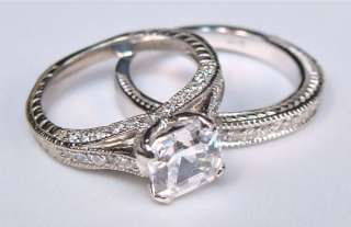 50Ct Asscher Engagement Ring & Wedding Band 14K Gold  