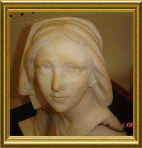   ALABASTER CARVED BUST OF JOAN OF ARC, JEANNE D ARC C1870  