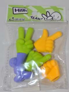 Hand Gesture Cap Erasers 5 Pcs  