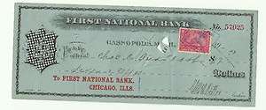 First National Bank Cassopolis MICH bank draft with 2 cent document 