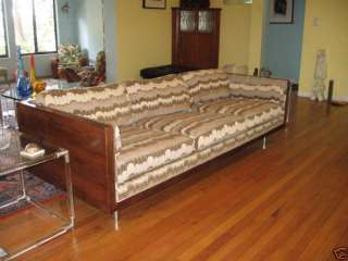 Mid Century Danish Modern Chrome Rosewood Sofa Couch  