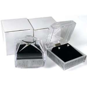  2 Earring Gift Boxes Crystal Clear Velvet Displays