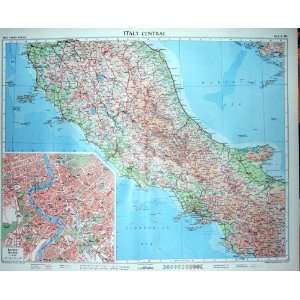    Colour Map 1956 Italy Plan Rome Napoli Adriatic Sea