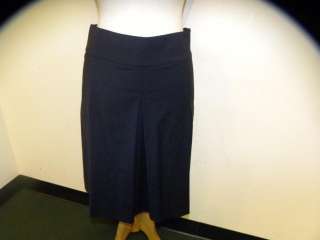 TORY BURCH navy wool pleated skirt.Side zipper with hook to close.(NO 