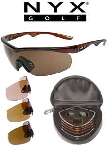   Golf Carbon Professional Sunglases with 3 Amber Lenses & Case   NEW