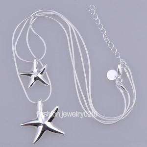 Silver Necklace fashion starfish pendants jewelry MN15  