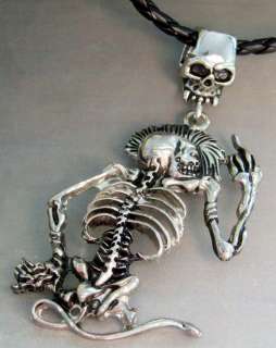 Alloy Metal Monkey Skeleton Skull Pendant Necklace  