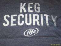 Small Graphic Tee Tshirt Colonial Blue Keg Security Miller Lite NEW 