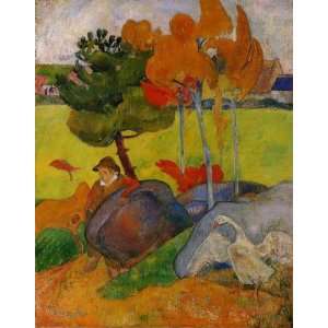  Oil Painting Breton Boy in a Landscape Paul Gauguin Hand 