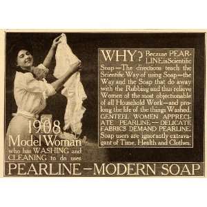  1908 Vintage Ad Pearline Laundry Soap Detergent Woman 